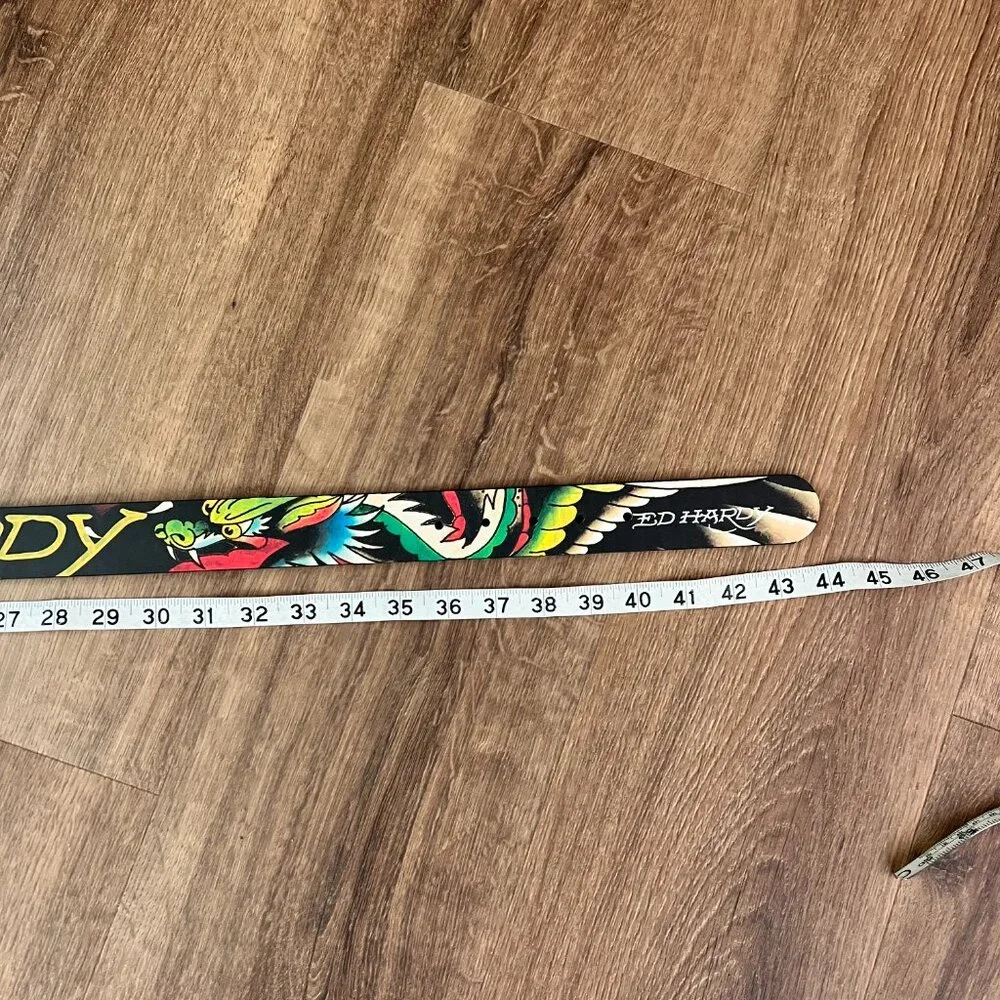 NEW Ed Hardy Tattoo Dragon & Tiger Black Reversible Belt Sz 36
